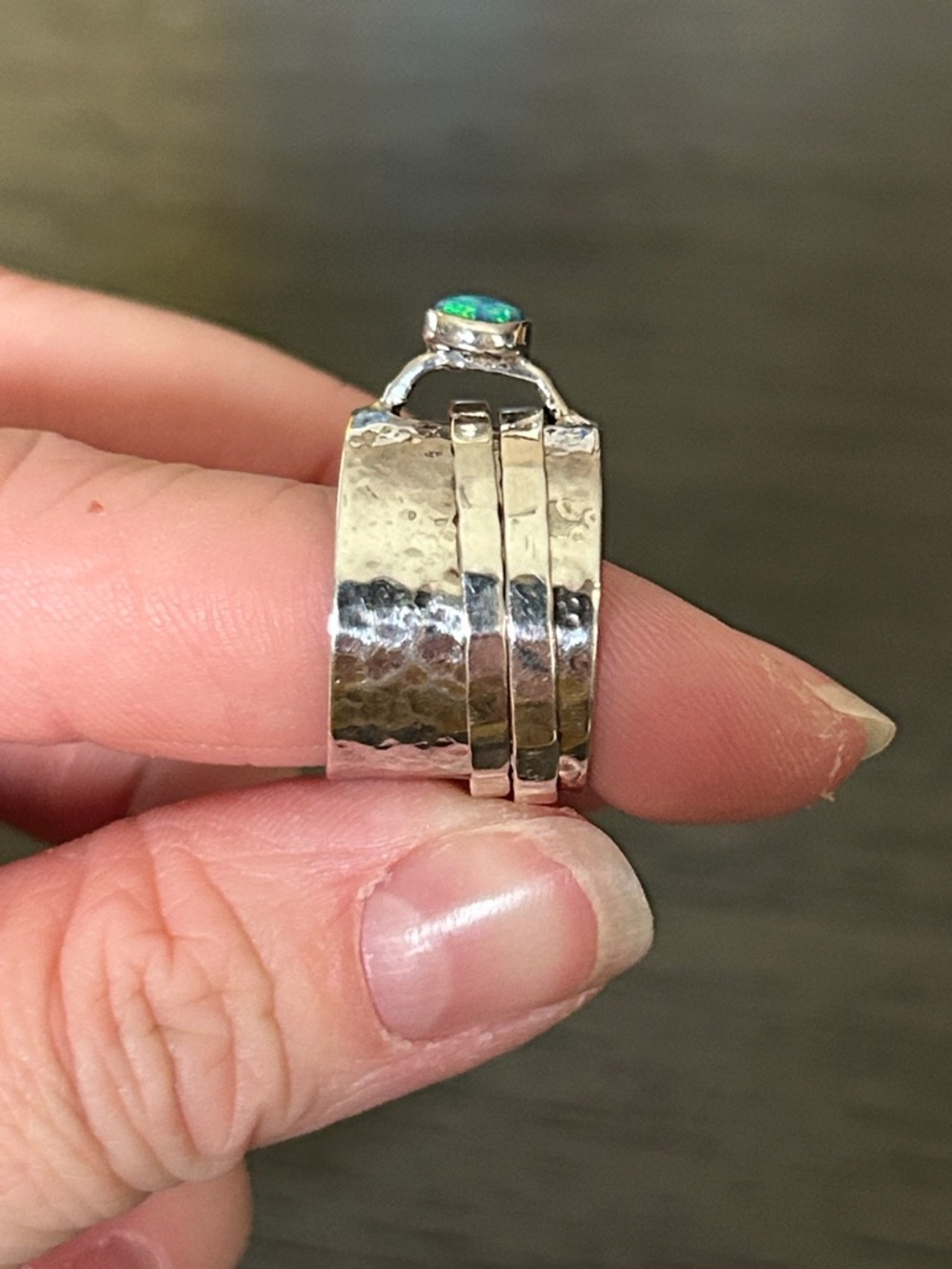 VINTAGE RARE Handcrafted Silpada Sterling Silver Spinner Ring with Blue Opal - Picture 4 of 5